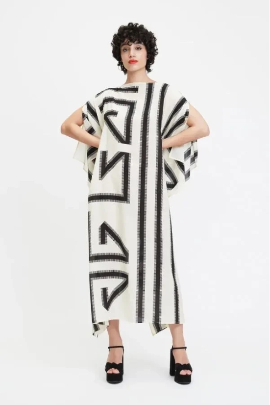 White & Black Kaftan Dress