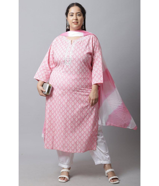 Rajnandini - Pink Straight Cotton Women's Stitched Salwar Suit ( Pack of 1 ) - None