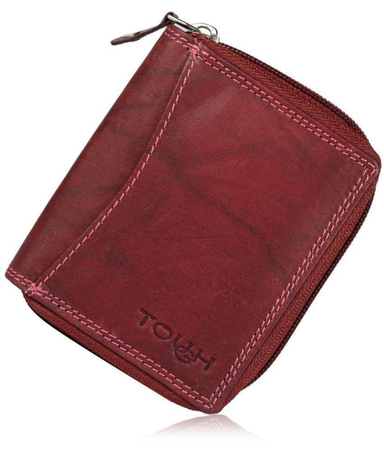 Tough Maroon Pure Leather Card Holder Wallet - Maroon