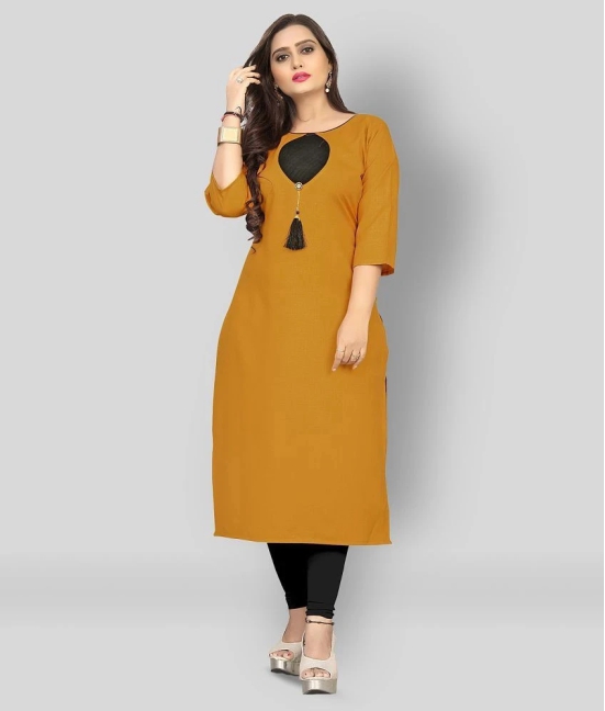 Lerkiza - Gold Cotton Womens Straight Kurti ( Pack of 1 ) - XXL