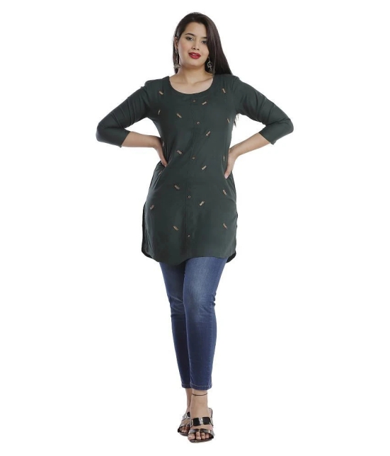 JC4U - Green Viscose Womens Straight Kurti - XL