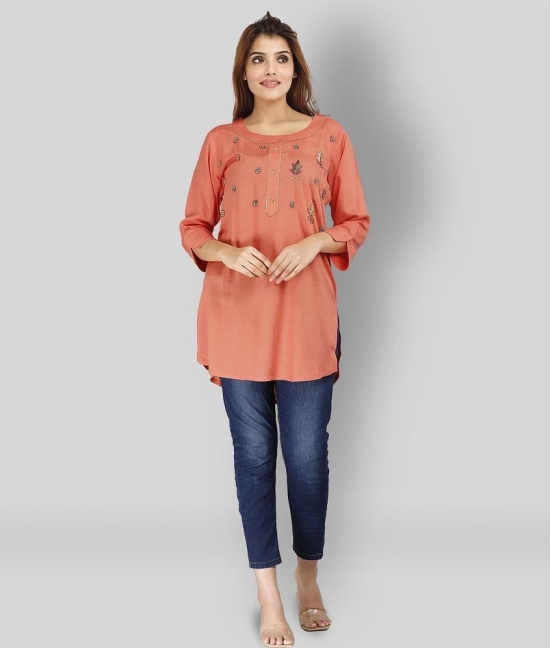 JC4U - Peach Rayon Womens Straight Kurti ( Pack of 1 ) - L