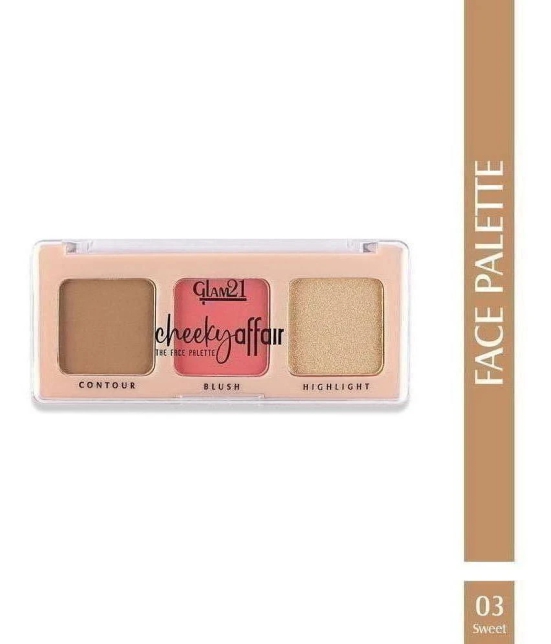 Glam21 Cheeky Affair Face Palette With 3 in 1 Contour, Blush & Highlighter Palette 8.6gm Sweet-03