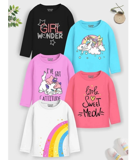 Trampoline Multicolor Cotton Girls T-Shirt ( Pack of 5 ) - None