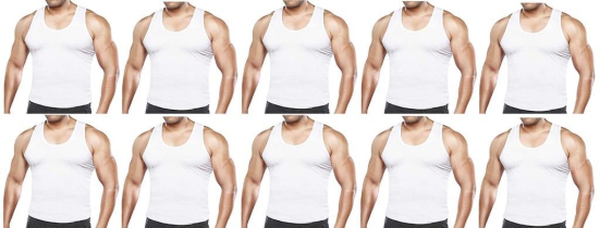 Men's Regular Cotton Sleeveless White Vests (PACK OF 10)