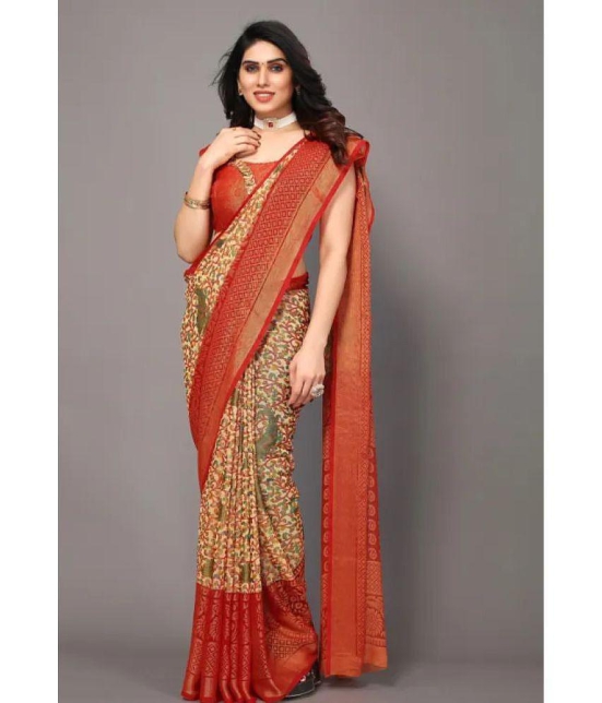 Sitanjali - Red Brasso Saree With Blouse Piece ( Pack of 1 ) - Red