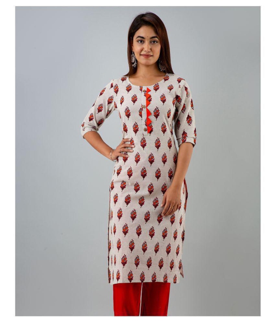 Doriya Orange Cotton Blend Straight Kurti - Single - 3XL