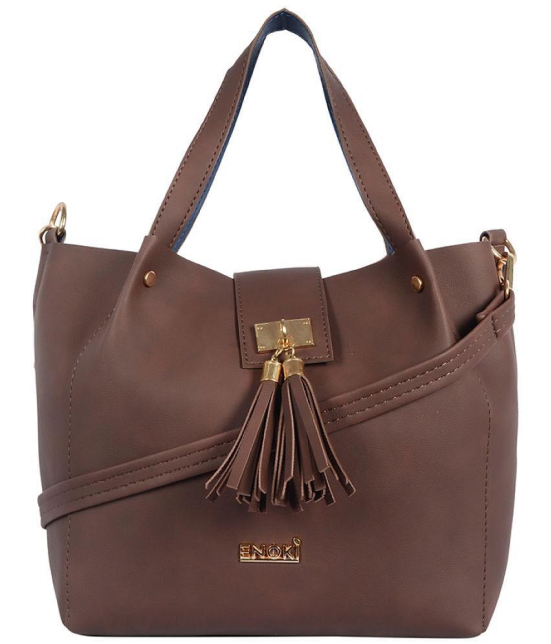 Enoki - Brown Artificial Leather Shoulder Bag - Brown