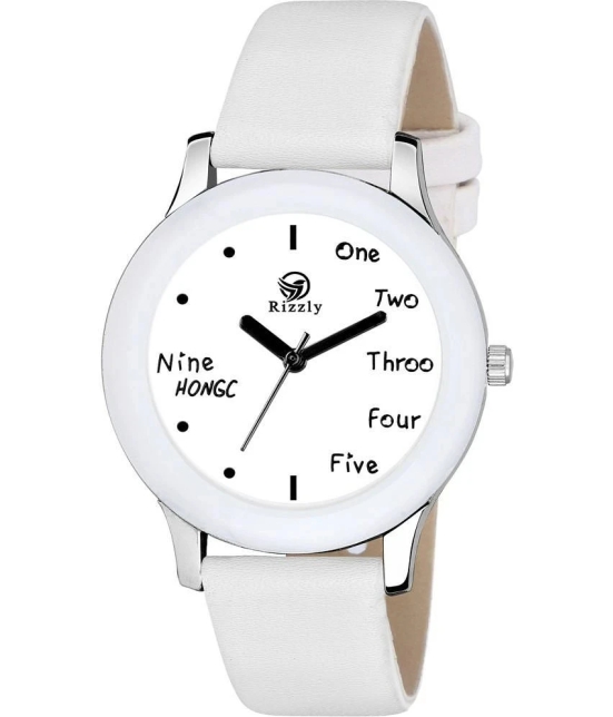 Septem White Leather Analog Mens Watch