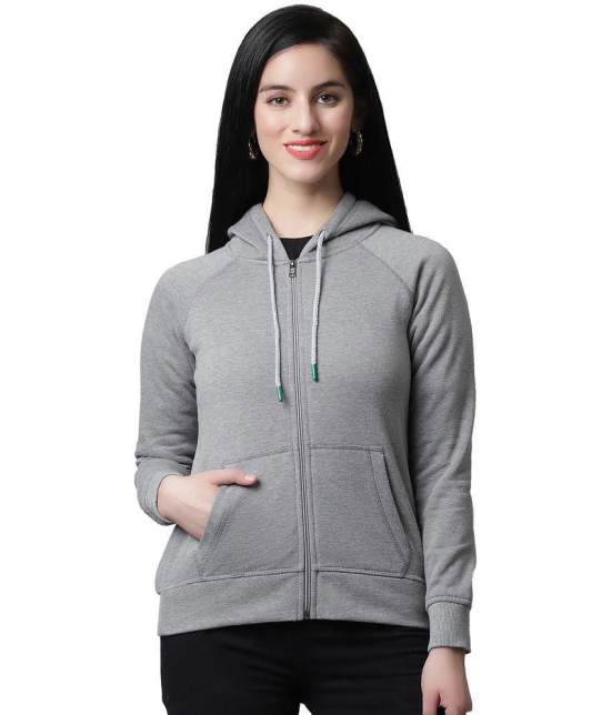 Rute Cotton - Fleece Grey Hooded Sweatshirt - None