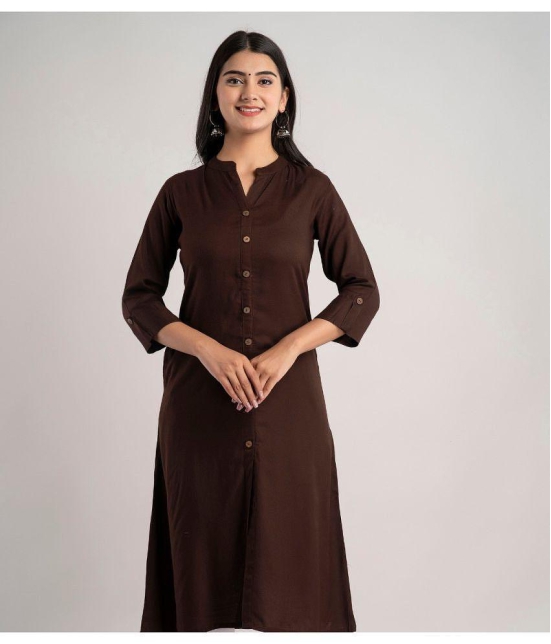 MAUKA - Brown Rayon Women's A-line Kurti ( Pack of 1 ) - None