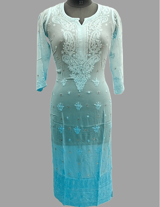 Ocean Blue Chikankari Women Kurta