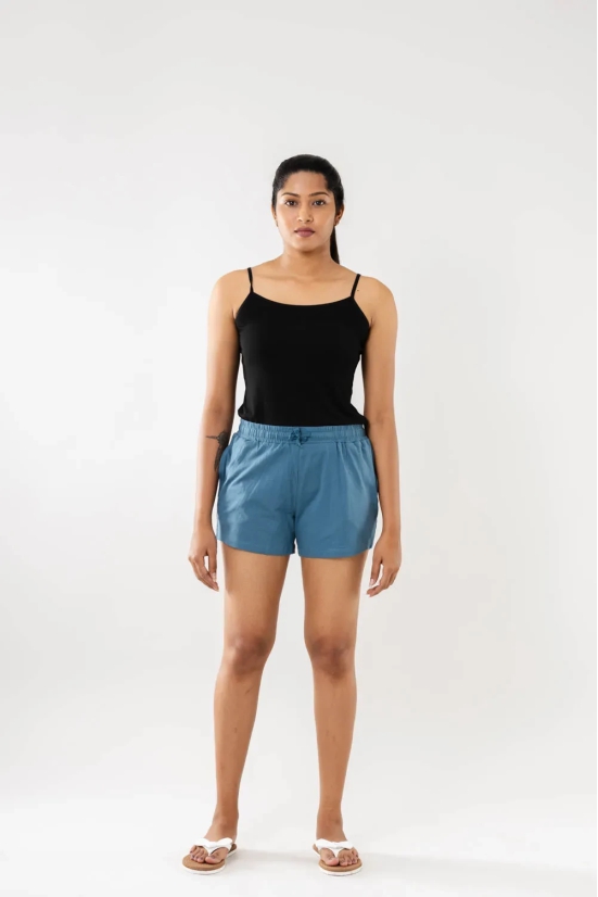 Cadet Blue Women Shorts-XXL