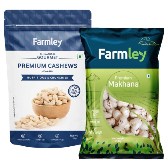 Farmley Premium Cashews & Makhana Combo 500 g | Cashew 250g I Makhana 250g