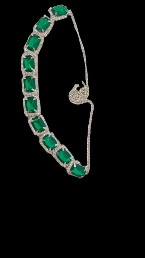 Stunning Emerald and Diamond Tennis Necklace