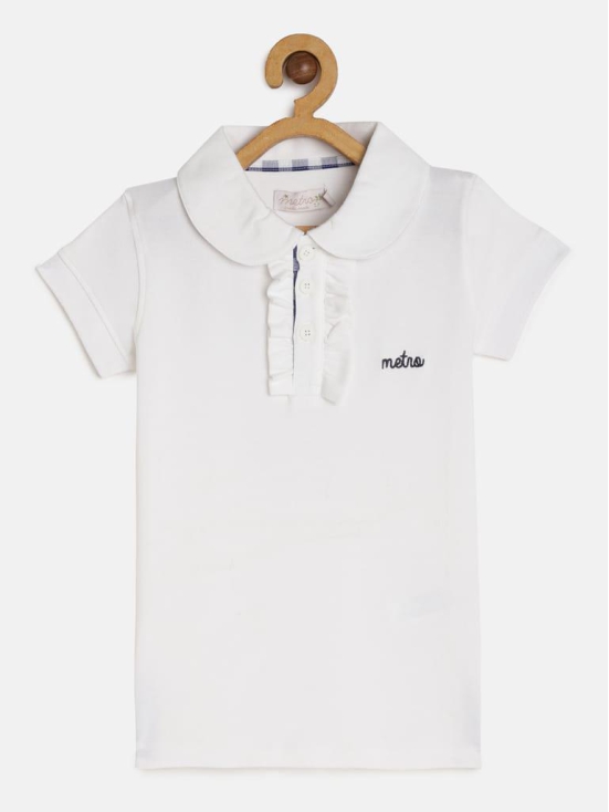 Girls Organic Cotton Solid Polo Collar T-shirt