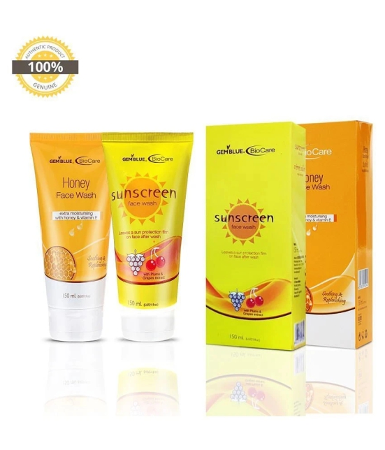 gemblue biocare HONEY & SUNSCREEN Face Wash 300 mL Pack of 2