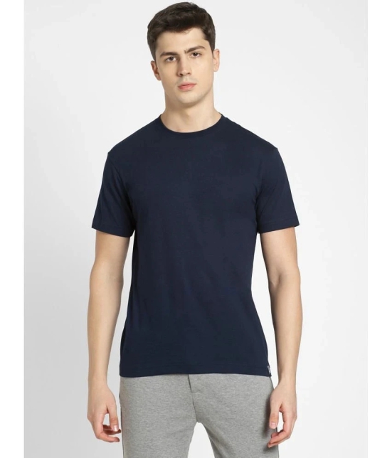 Jockey 2714 Mens Super Combed Cotton Rich Solid Round Neck T-Shirt - Navy - None