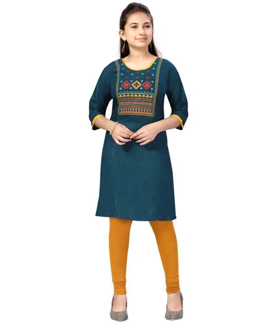 Aarika Dark Green Cotton Girls Kurti ( Pack of 1 ) - None