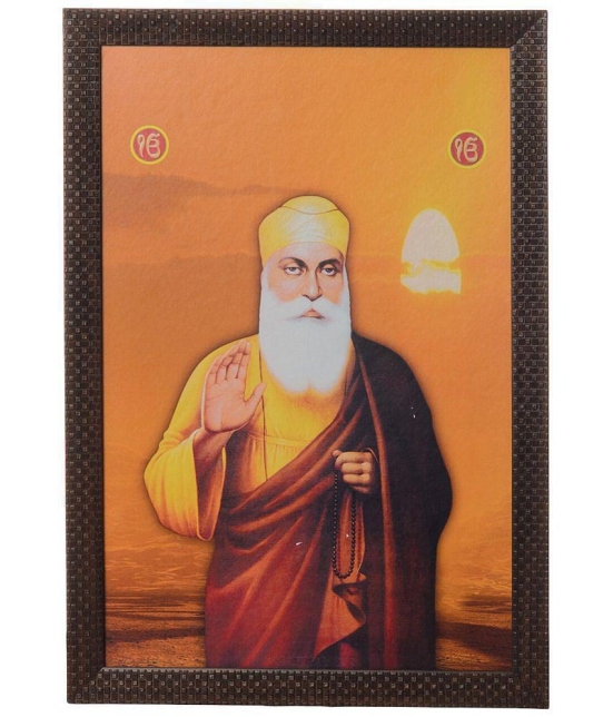 eCraftIndia Orange & Yellow Gurunanak Satin Framed UV Art Print Painting