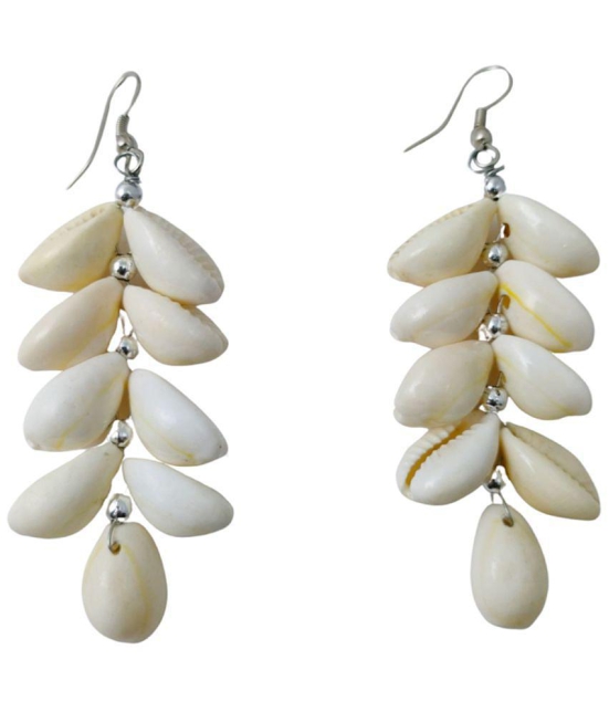 gilher - White Drop Earrings ( Pack of 1 ) - White