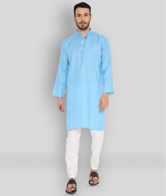 Maharaja - Blue Cotton Regular Fit Mens Kurta Pyjama Set ( Pack of 1 ) - None