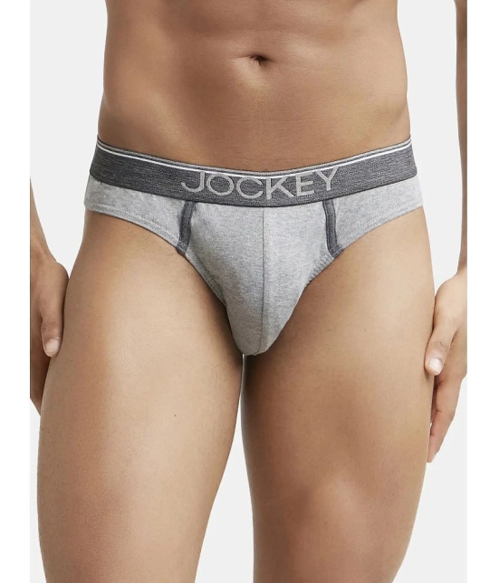 Jockey 8044 Men Super Combed Cotton Rib Solid Brief with Ultrasoft Waistband - Grey Melange - None