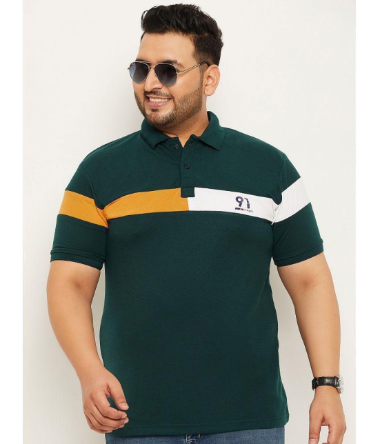 MXN - Dark Green Cotton Blend Regular Fit Mens Polo T Shirt ( Pack of 1 ) - None