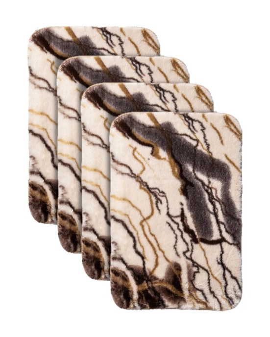 38X58 CM Rabbit Fur Print Bathmat Online | Crown Home-Set Of 4 / Black