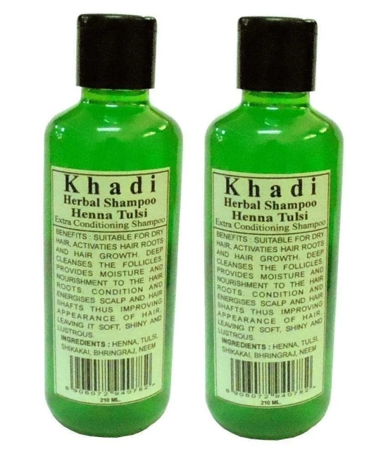 Khadi Herbal Henna Tulsi Shampoo 210 ml - Pack of 2