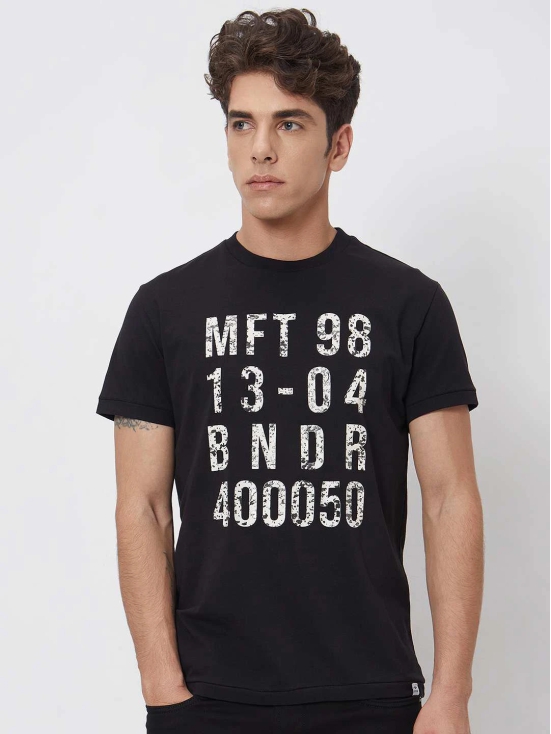 Black  Graphic Plainslim Fit Casual T-Shirt