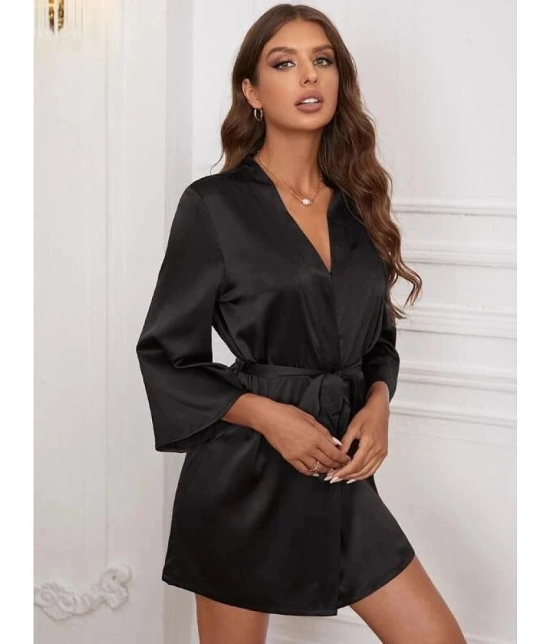 CELOSIA Satin Robes - Black Single - Free Size