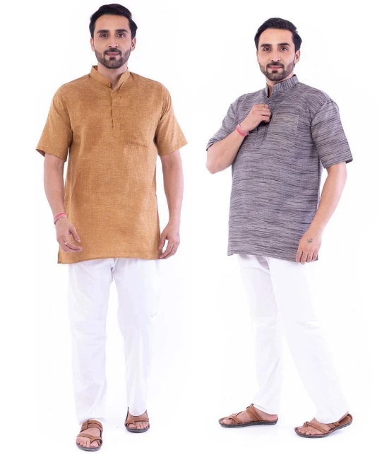 DESHBANDHU DBK - Multi Cotton Mens Regular Kurta ( Pack of 2 ) - None