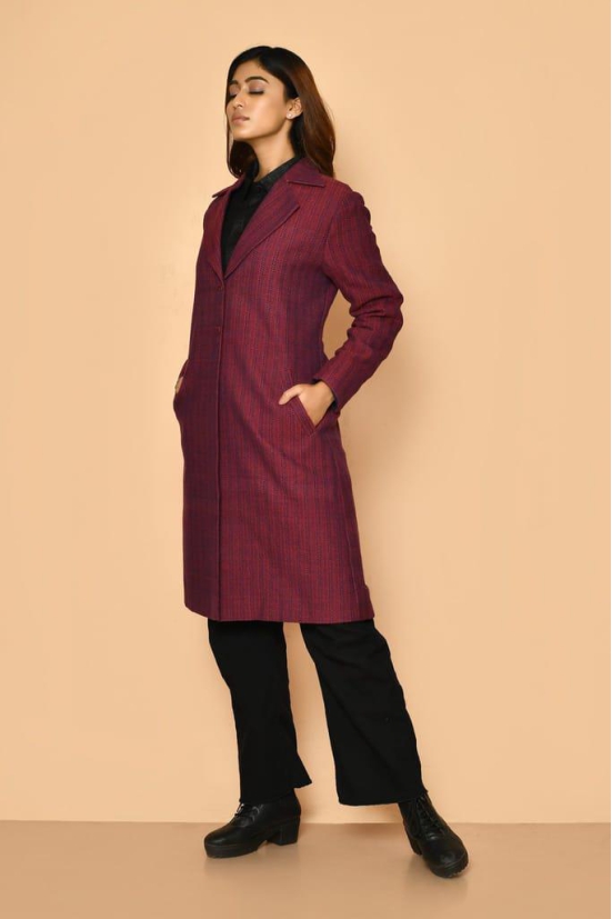 Mrinal handloom cotton trench coat jacket for women