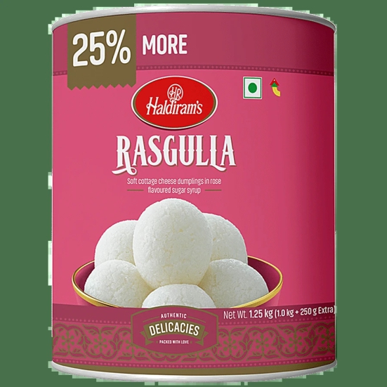 Haldiram's Sweets - Rasgulla, Bengali, Soft & Songy, 1.25 Kg Carton