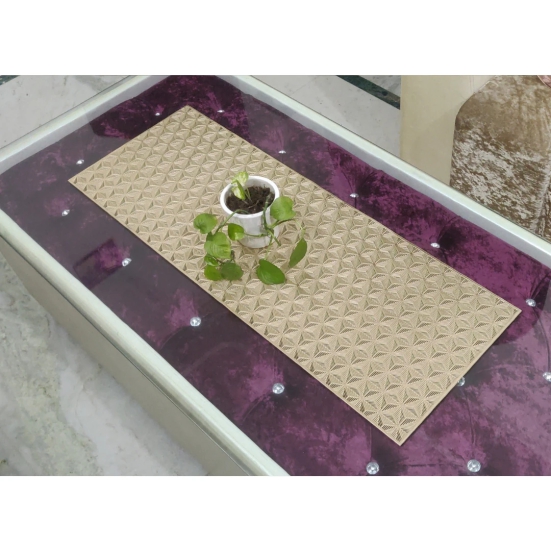 Metallic Look Centre Table Runner (Abstract)-Gold