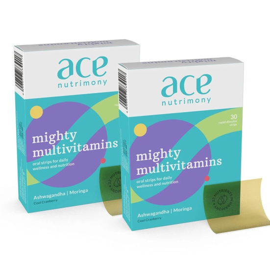 Ace Nutrimony Multivitamin for Men and Women With Vitamin C, Zinc, Ashwagandha & Moringa for better immunity, growth, & healthy heart, Sugar Free, Vegan - 60 Strips