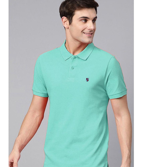 ADORATE Cotton Blend Regular Fit Solid Half Sleeves Mens Polo T Shirt - Turquoise ( Pack of 1 ) - None