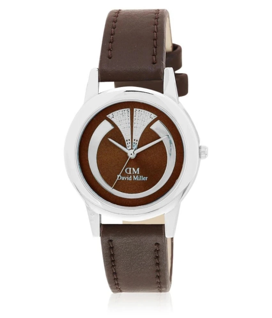 David Miller - Brown Leather Analog Womens Watch