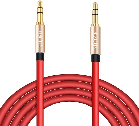 LA'FORTE 3.5 mm Super Male to Male Stereo Audio Aux Cable For Laptop, Smartphone, Television, 4.92 Feet (Red)