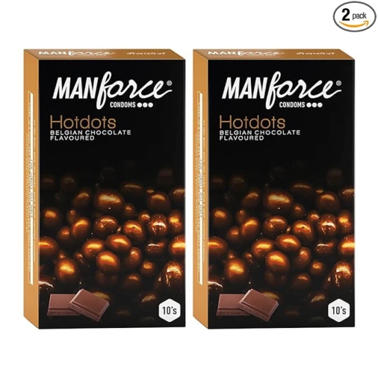 MANFORCE Premium Hotdots Belgian Chocolate Condoms with Bigger Dots - 10s (Pack of 2) Condom (Set of 2 20 Sheets)