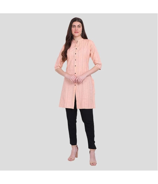 PPTHEFASHIONHUB Cotton Solid Straight Womens Kurti - Peach ( Pack of 1 ) - None