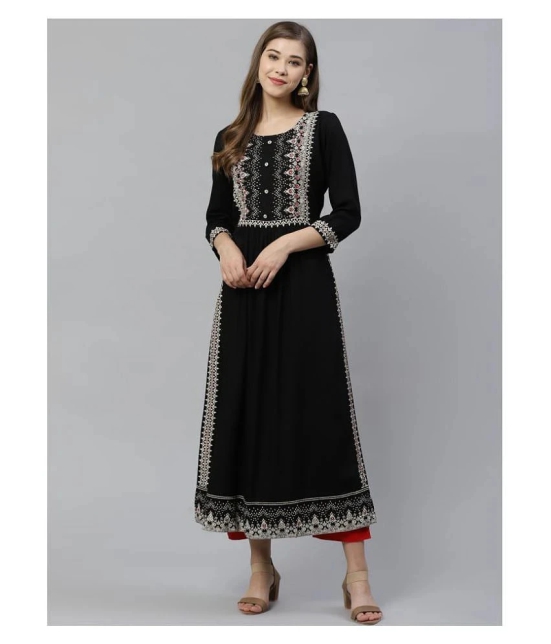 Divena - Black Rayon Womens Straight Kurti - L