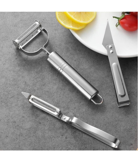 HINGOL 3 IN 1 SLICER Stainless Steel Stainless Steel Mannual Chopper 1000 ml ( Pack of 1 ) - Stainless Steel