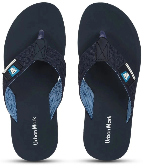 UrbanMark Men Comfortable Nivar Strap Thong Flip-Flop- Navy - None