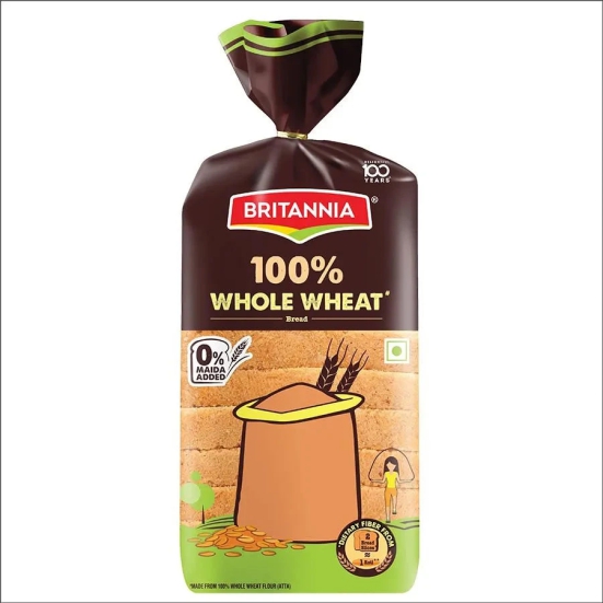 Britannia Bread - 100% Whole Wheat, 450 gm