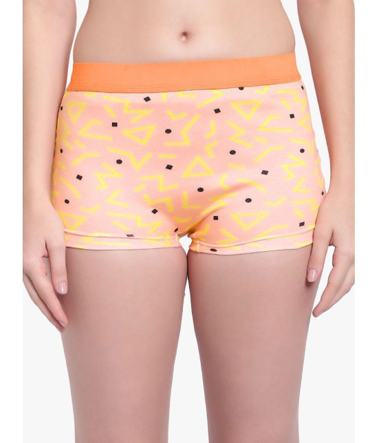 Bruchi Club - Orange Boyshorts Panty Blended Printed Women's Boy Shorts ( Pack of 1 ) - None