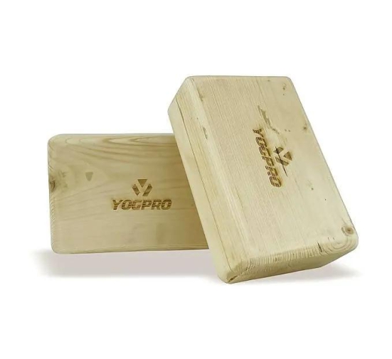 YOGPRO Premium Wooden Yoga Block, Eco-Friendly Pure Wood Yoga Block Brick, Provides Stability, Balance and Flexibility, for Yoga (pack of 2)