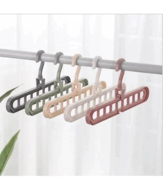 RAFTTAR 360 Degrees Rotatable Hook, Anti-Skid Plastic 9-Holes Design Closet Multi Functional Wardrobe Space Saver Folding Smart Hangers Set Plastic Pack of 4 Hangers