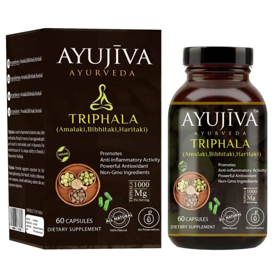 AYUJIVA Triphala Capsules (Amalaki, bibhitaki, Haritaki) -60 Veg Caps?